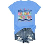 Welcome Back to School Shirt Welcome Back I'm Glad You're Here Maglietta Back to School Shirt per insegnanti, Blu Carolina, L