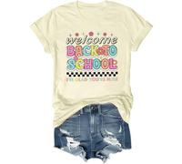 Welcome Back to School Shirt Welcome Back I'm Glad You're Here Maglietta Back to School Shirt per insegnanti, Colore: giallo crema., L