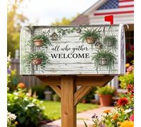 Welcome Coperture magnetiche per cassetta delle lettere, rustiche, casale per uccelli, edera, verde estate, decorazione per casa e giardino, 53 x 64 cm