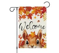 Welcome Fall Squirrel Flag Resistente Alle Intemperie Bandiera Da Giardino Durevole Bandiera Per Esterno Interno Portico 30X45Cm