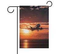 Welcome Garden Flag Airplane at Sunset Bandiere Yard Portico Casa Bandiera Stagionale Double Face Bandiera per la casa Outdoor Cortile Patio Prato Decorazioni da giardino 30,5 x 45,7 cm