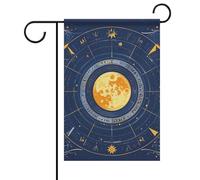 Welcome Garden Flag Moon Phase Sun Zodiac Mystic Astrology Flags Yard Portico House Flag Stagionale Doppio Lato Bandiera per Casa Outdoor Cortile Patio Prato Decorazione da Giardino Decorazioni da