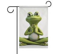 Welcome Garden Flag The Funny Frog Doing Yoga Bandiere Yard Portico Casa Bandiera Stagionale Double Face Bandiera per Casa Outdoor Cortile Patio Prato Decorazione da Giardino Decorazioni da Giardino