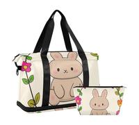 Welcome Home - Borsone da viaggio con coniglietto in stile cartone animato, borsa da palestra multifunzione, Benvenuto a casa carino cartone animato, 1 size