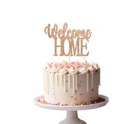 Welcome Home Cake Topper Glitter Cartoncino Bomboniere Festa Decorazione Cake Topper (Oro Rosa Chiaro)