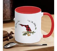 Welcome Home for The Holidays Florida Tazza da caffè Buffalo Plaid Christmas Bell Holly Tazza da caffè divertente novità Tazza da tè Tazze in ceramica con grande manico a C per caffè, tè e cereali acqua per ufficio cucina Ho