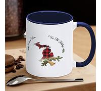 Welcome Home for The Holidays Michigan Tazza da caffè Buffalo Plaid Christmas Bell Holly Tazza da caffè divertente novità Tazza da tè Tazze in ceramica con grande manico a C per caffè, tè e cereali acqua per ufficio cucina H