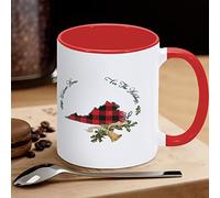 Welcome Home for The Holidays Virginia Tazza da caffè Buffalo Plaid Christmas Bell Holly Tazza da caffè divertente novità Tazza da tè Tazze in ceramica con grande manico a C per caffè, tè e cereali acqua per ufficio cucina H