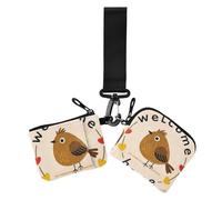 Welcome Home - Portafogli da donna con grazioso uccellino in stile cartone animato, per biglietti da visita, piccoli, staccabili, con portachiavi, confezione da 2, benvenuto a casa Carino uccello, 1