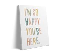 Welcome Home Poster Print: I'm So Happy You're Here Canvas Art with Pastel Letters, Uplifting Wall Decor for Bedroom, Classroom, Entryway and Therapy Space(Unframed,08x12inch(20x30cm))