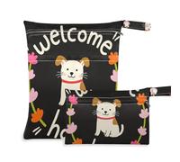 Welcome Home - Sacchetti bagnati riutilizzabili a forma di simpatico cane dei cartoni animati, confezione da 2, per costume da bagno con manici per piscina, piscina