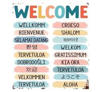 Welcome in Many Languages Poster Inclusive Diversity Sign for Office Wall Art Classroom Decor Multicultural Poster(Framed,12x18inch(30x45cm))