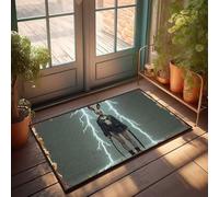 Welcome Mat Fall Electric Bunny Warrior: un Thunderous Fashion Statement Zerbino Benvenuto Tappetini per interni Autunno Tappetini per porta d'ingresso (65 x 90 cm)