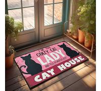 Welcome Mats - Zerbino con divertente gatto e teschio: una conversazione misteriosa, zerbino, zerbino per esterni con frasi (65 x 90 cm)