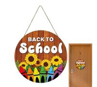 Welcome Sign, Decorative Wooden Board School Wall Sign on Teachers and Students, Kids Party Banner for Kindergarten Elementary Indoor Outdoor Learning Space Decorations