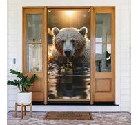 Welcome Spring Door Cover Large Hanging Banner Bear Crossing the River Welcome Portico Sign Francese Privacy Porta Finestra Tende Fotografia Sfondo Stagionale Decorazione esterna