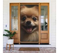 Welcome Spring Door Cover Large Hanging Banner Carino Pomerania Benvenuto Portico Segno Francese Privacy Porta Finestra Tende Fotografia Sfondo Stagionale Decorazione esterna
