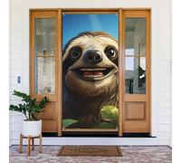 Welcome Spring Door Cover Large Hanging Banner Cartoon Divertente bradipo Benvenuto Portico Segno Francese Privacy Porta Finestra Tende Fotografia Sfondo Stagionale Decorazione esterna