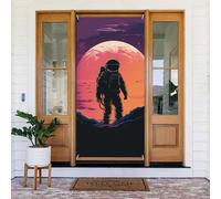 Welcome Spring Door Cover Large Hanging Banner Cool Astronauta Benvenuto Portico Segno Francese Privacy Porta Finestra Tende Fotografia Sfondo Stagionale Decorazione esterna