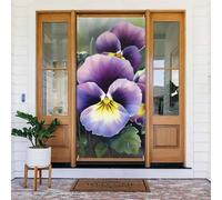 Welcome Spring Door Cover Large Hanging Banner Pansy Perfection Welcome Portico Sign Francese Privacy Porta Finestra Tende Fotografia Sfondo Stagionale Decorazione esterna