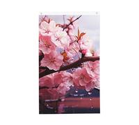 Welcome Spring Flag Cherry Bloosom Bandiera da giardino 3 x 1,5 m Bandiera per esterni Bandiera Brezza Bandiera a prova di scolorimento per casa casa decorazione interna esterna
