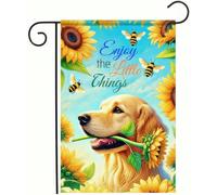 Welcome Spring Golden Flag Retriever Dog Garden Flag Double Sided Enjoy the Little Things Bees Girasoli Garden Yard