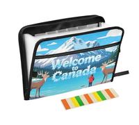 Welcome to Canada - Cartella tascabile con 13 tasche, formato A4, con chiusura a cerniera, per scuola, casa, ufficio, viaggi