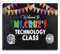 Welcome to Computer Lab Personalized Poster Custom Teacher Name PC Poster for Technology Classroom Computer Science Decor(Framed,16x24inch(40x60cm))