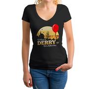 Welcome to Derry Novel Written by Stephen King Inspired Camicia Donna con Scollo a V Nera Size M