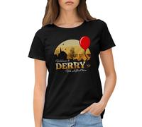 Welcome to Derry Novel Written by Stephen King Inspired Maglietta Donna Nera Size M