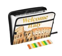 Welcome to Italy Scenery Culture Cartelle per Ufficio 13 Tasche A4 Formato Lettera con Chiusura a Cerniera per Cartelle di File Larghe