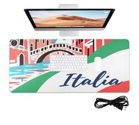 Welcome to Italy - Tappetino per mouse riscaldato con paesaggio culturale, tappetino per mouse da gioco, 80 x 33 cm, tappetino per scrivania per scrivania per ufficio, tavolo da lavoro