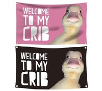 Welcome To My Crib Duck - Bandiera da muro del dormitorio, arazzo per l'arredamento della camera da, arazzo delle caverne 'uomo, bandiere divertenti per le feste | Versatile banner in polies