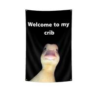 Welcome To My Crib Duck Flag - Polyester Funny Hangable Banner With Brass Grommets | Room & Dorm Wall Decor, Indoor/Outdoor Tapestry, College Dorm Queue Banner, Home Housewarming Gift