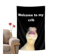 Welcome To My Crib Flag - Arazzo da parete con bandiera d' da appendere con occhielli in , decorazione per camera da , decorazione per la casa, poster divertenti per interni ed
