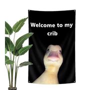 Welcome To My Crib Tapestry | Polyester Funny Wall Decor - Tapestry For Bedroom Funny Bright Brass Grommets Banner, Ideal For College Dorm And Home Decor