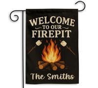 Welcome To Our Fire Pit Personalized Fire Pit Custom Backyard Bbq Bandiera Da Esterno 30X45Cm Bandiere Appendere Colorato Bandiera Di Benvenuto Per Casa Prato Fattoria