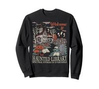 Welcome to the Haunted Library Lovers Halloween in stile retrò Felpa
