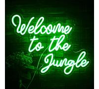 Welcome to the Jungle - Insegna al neon con luce al neon, verde a LED, parola per decorazione da parete, insegna luminosa, lettera USB, idea regalo per ingresso casa giardino