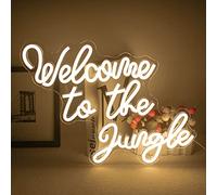 Welcome to the Jungle - Segnalazione luminosa a LED, bianco neon, per decorazione da parete, USB, lettera luminosa, per giardino, ingresso di casa, veranda, feste, regalo
