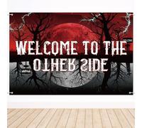 Welcome To The Other Side Sfondale, 150x100cm Stendardo Foresta Orrore Degli Stranieri Sottosopra Decorazioni Feste Spaventose per Halloween Compleanno Decorazione Parete Accessori Foto