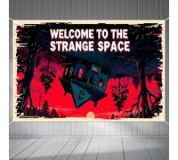 Welcome to The Strange Space Sfondo, 150x100cm Strano Spaventoso Bosco e Casa Banner Sottosopra Tema Horror Decorazioni Festa per Halloween Compleanno Camera Parete Sfondo Foto