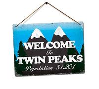 Welcome to Twin Peaks | Targa da parete in metallo con scritta "Welcome to Twin Peaks" (Medium - Sticky Pads)