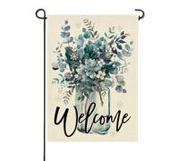 Welcome Winter Flower Mason Jar Flag Colore Vivido Bandiera Robuste Bandiera Da Giardino Per Casa Feste Balcone 30X45Cm