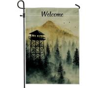 Welcome Woods Green Pine Trees Mountains Bandiere Resistente Alle Intemperie Bandiera Colore Vivido Bandiera Da Giardino Per Prato Interno Festival 30X45Cm
