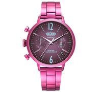 Welder Orologio da Donna con Cronografo, Cassa in Acciaio Inossidabile Placcata Oro Rosa e Cinturino Maglia Milanese, Quadrante Verde con Indici e Numeri Luminosi, 38 mm