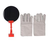 Welding Blackout Panel Portable Clip Type, Welding Eye Protection Alternative, 360 Degree Rotation Round Shield with Gloves, 18 cm Dia for Arc TIG MIG Welding