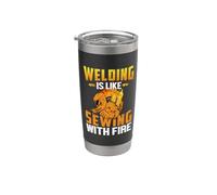 Welding Is Like Sewing With Fire Funny Welder Welders Lovers Bicchiere termico in acciaio inox doppia parete