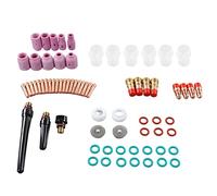 Welding Tool Consumables Kit | Ceramic Nozzles/Glass Cups/Electrode Clamps for WP17 WP18 WP26 Torches | 72 - Piece Accessories Set for TIG & MIG Welding