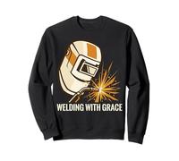 Welding with Grace Frase Saldatura Casco Scintille Felpa